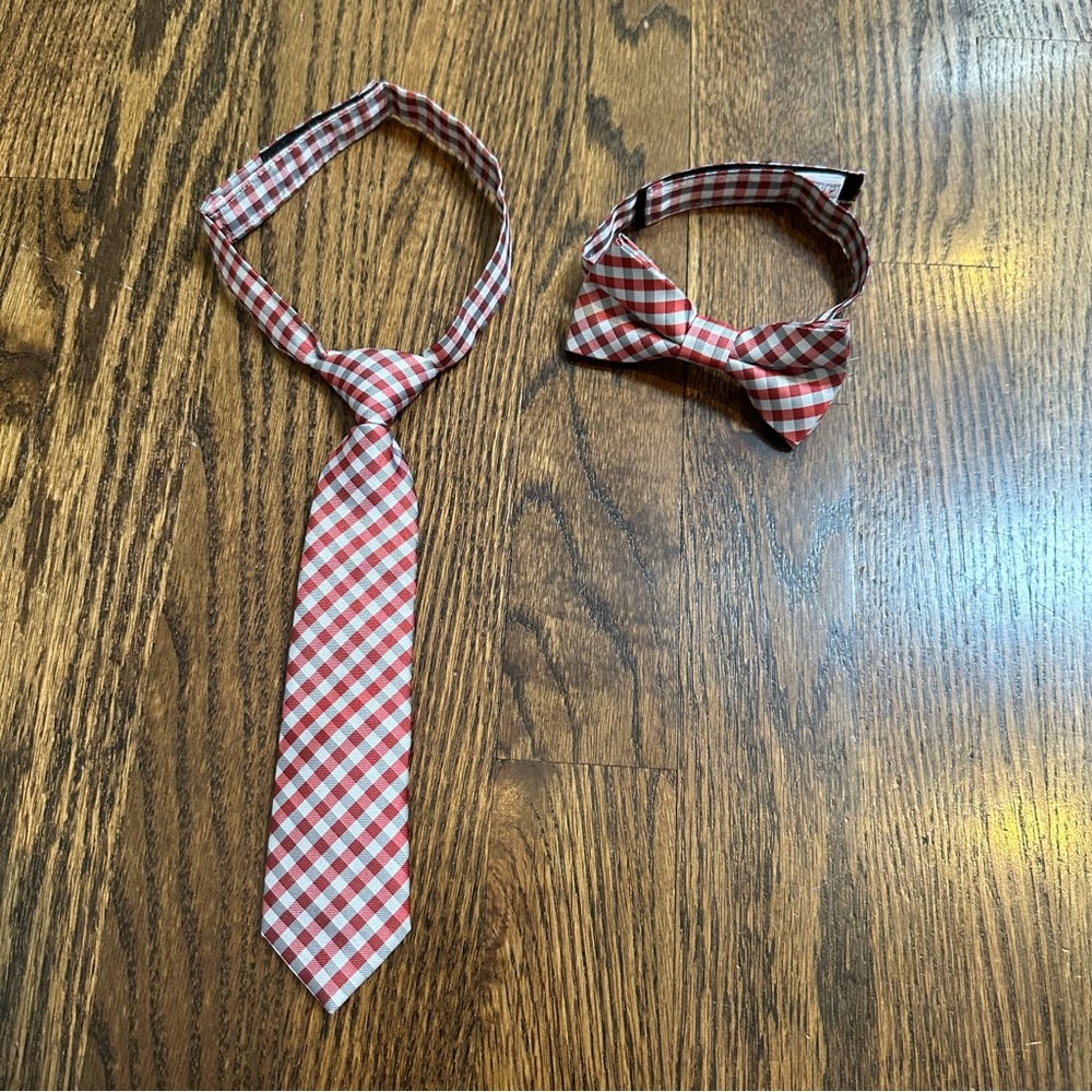 Red Plaid Tie & Bow Tie